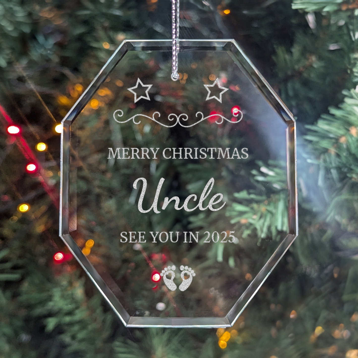 New Baby's Family Octagon Laser Engraved Christmas Hanging Ornament 005