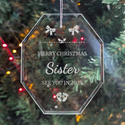 New Baby's Family Octagon Laser Engraved Christmas Hanging Ornament 006