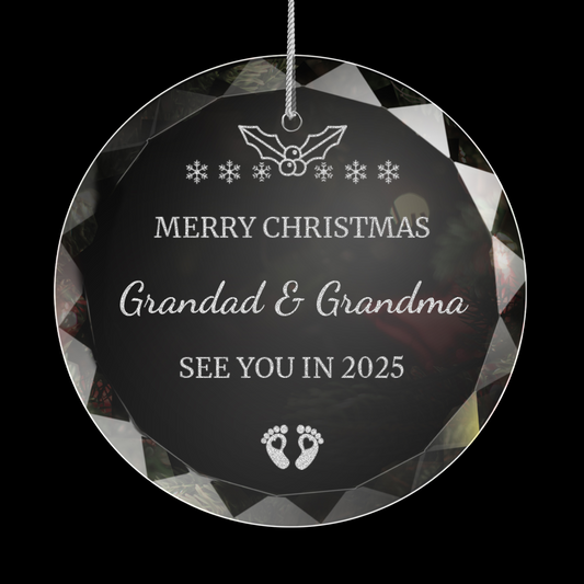 New Baby's Family Laser Engraved Round Christmas Hanging Ornament 001