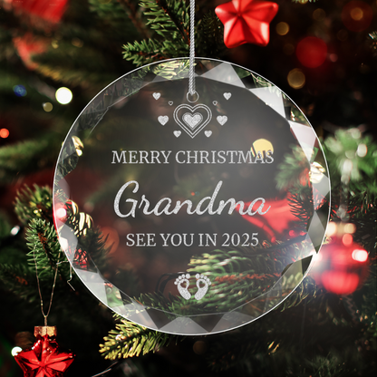 New Baby's Family Laser Engraved Round Christmas Hanging Ornament 003