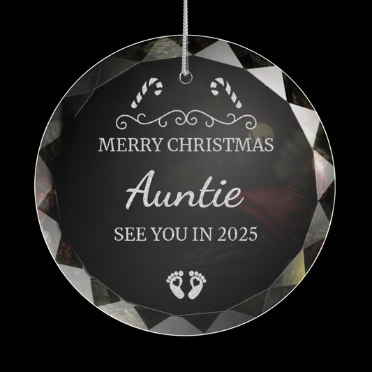 New Baby's Family Laser Engraved Round Christmas Hanging Ornament 004