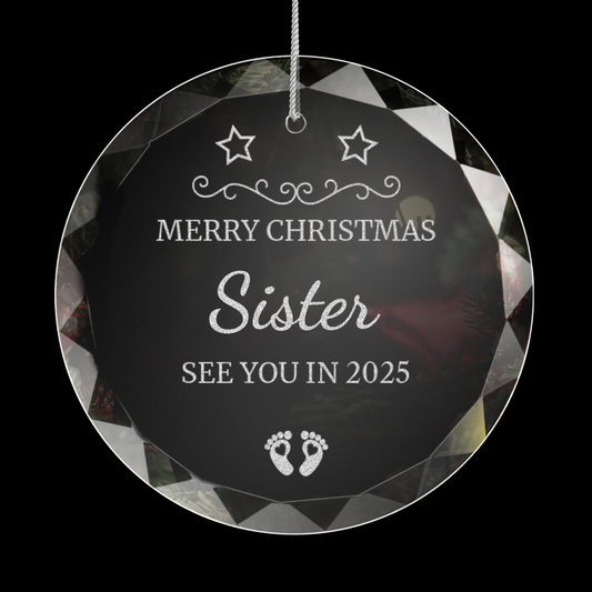 New Baby's Family Laser Engraved Round Christmas Hanging Ornament 006