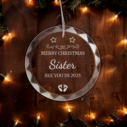 New Baby's Family Laser Engraved Round Christmas Hanging Ornament 006