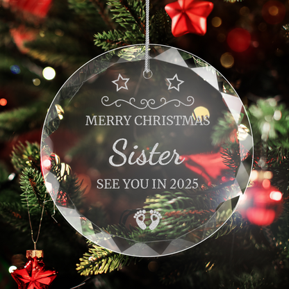 New Baby's Family Laser Engraved Round Christmas Hanging Ornament 006