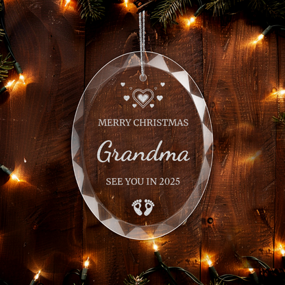 New Baby's Family Laser Engraved Oval Christmas Hanging Ornament 003