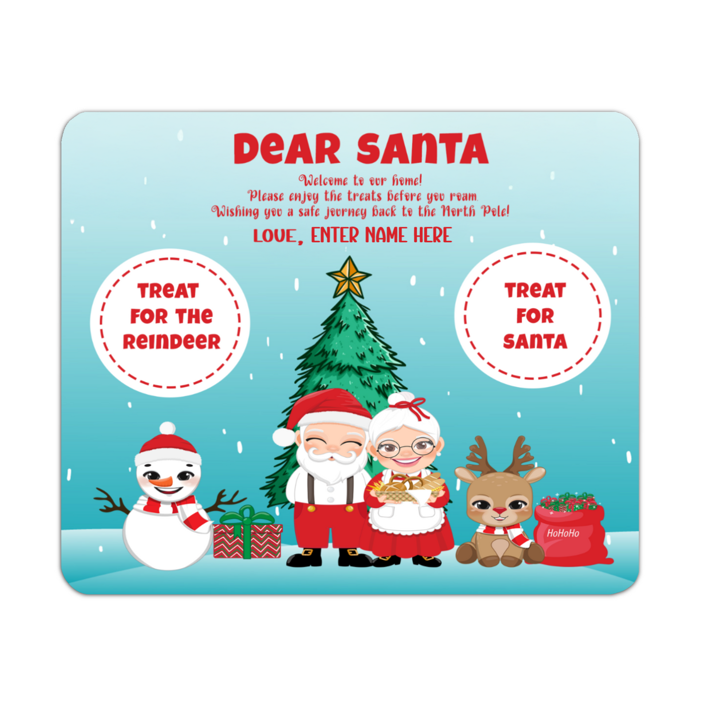 Personalized Christmas Eve Treat Mat – Add Your Own Name - Custom Holiday Decor