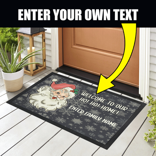 Personalized Santa Welcome Doormat Custom Christmas Doormat Holiday Decor Vintage Santa Claus Design Non-Slip & Durable Mat for Home Entryway Housewarming Gift