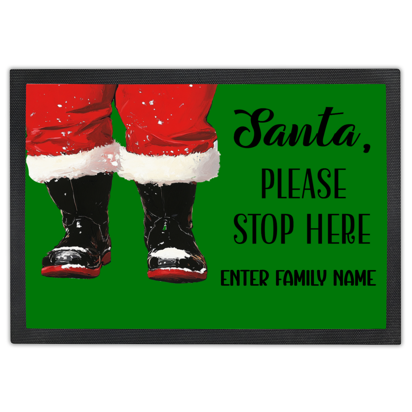 Custom "Santa Please Stop Here" Doormat Personalized Holiday Entry Mat Christmas Welcome Mat Festive Decor Perfect for Families