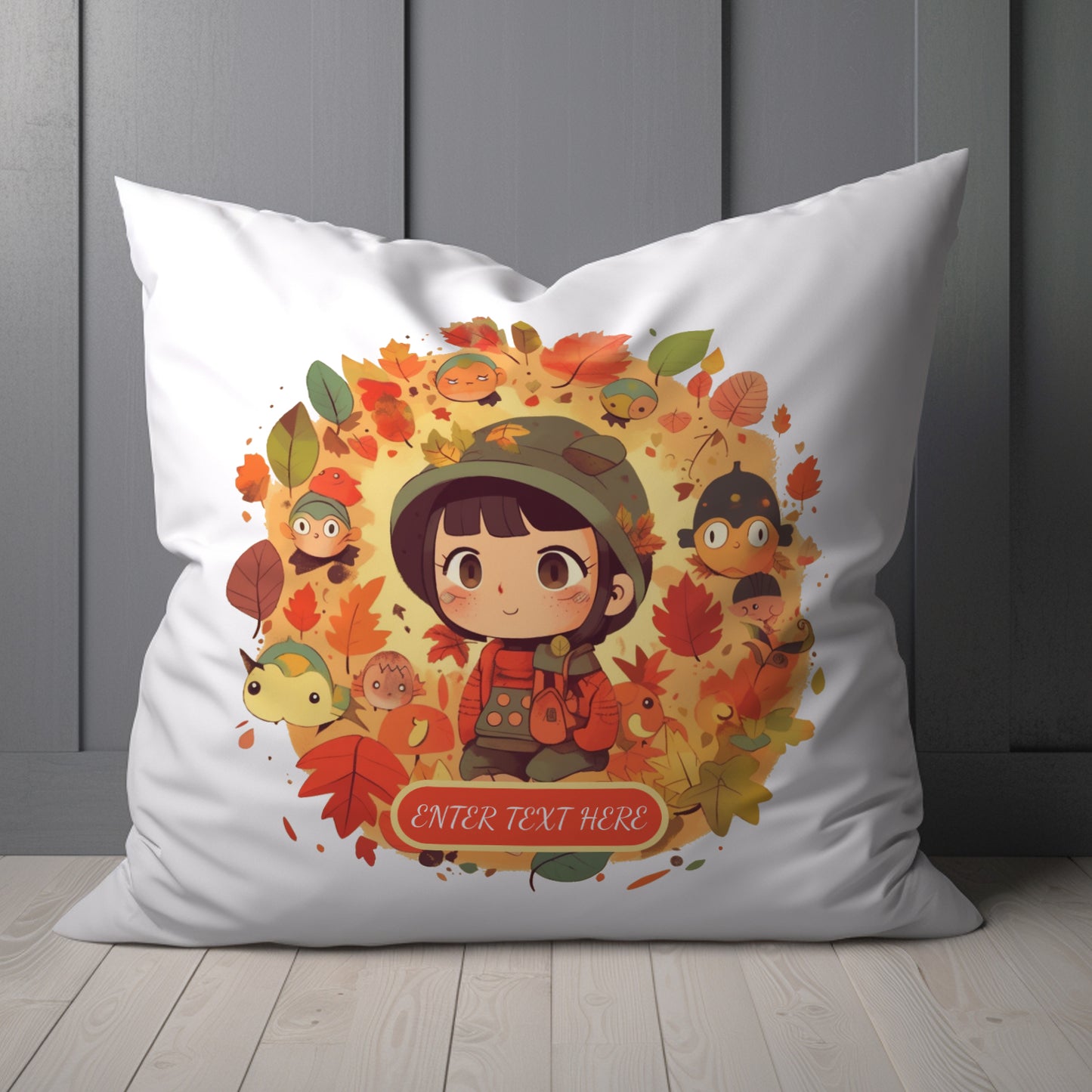 Cute Fall Girl Pillow