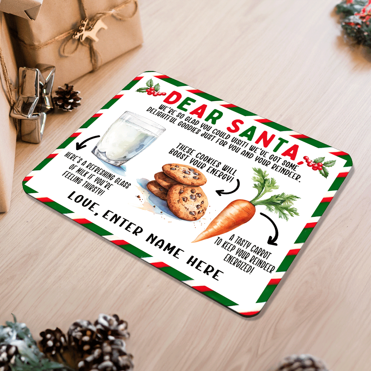 Personalized Christmas Eve Treat Mat – Add Your Own Name - Custom Holiday Decor