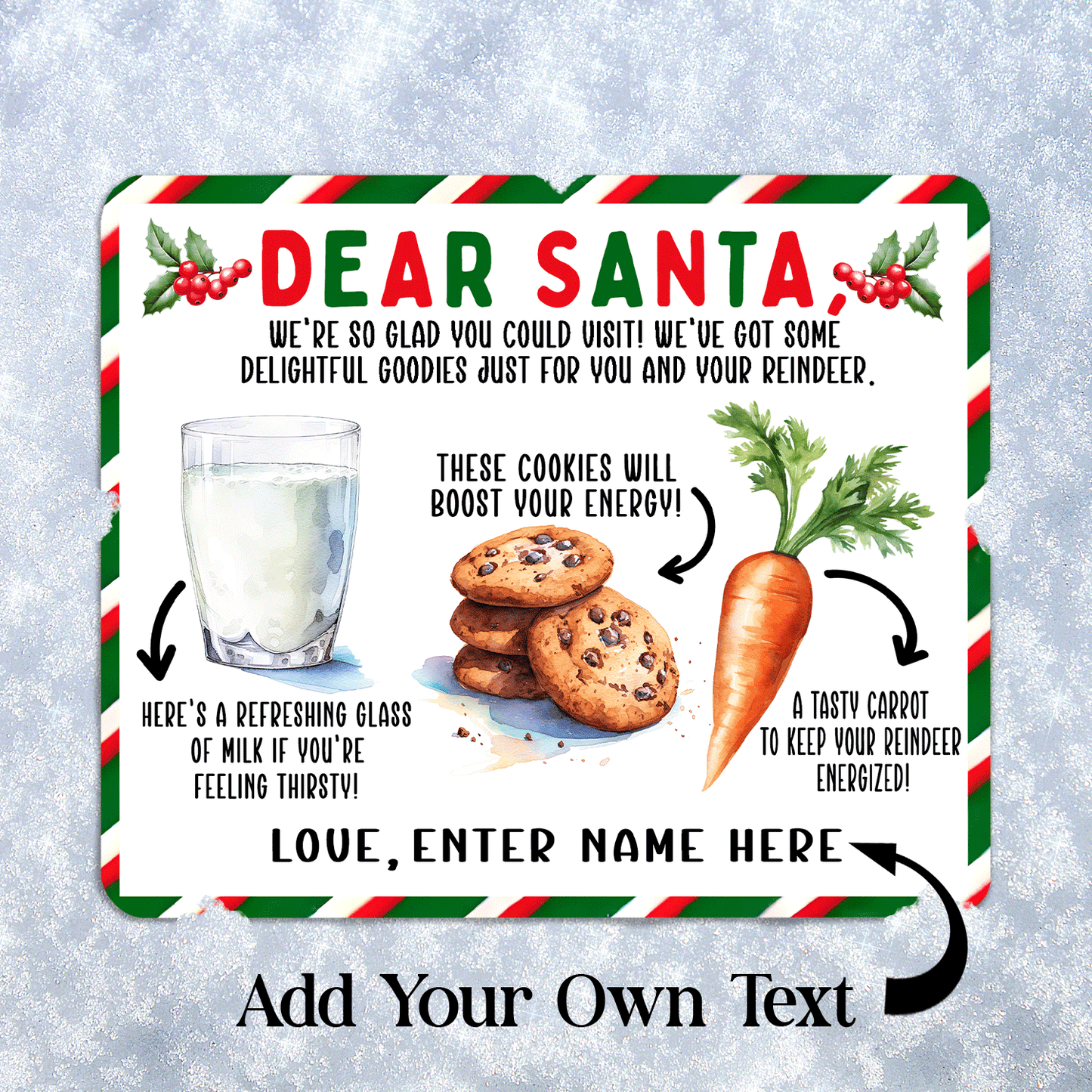 Personalized Christmas Eve Treat Mat – Add Your Own Name - Custom Holiday Decor