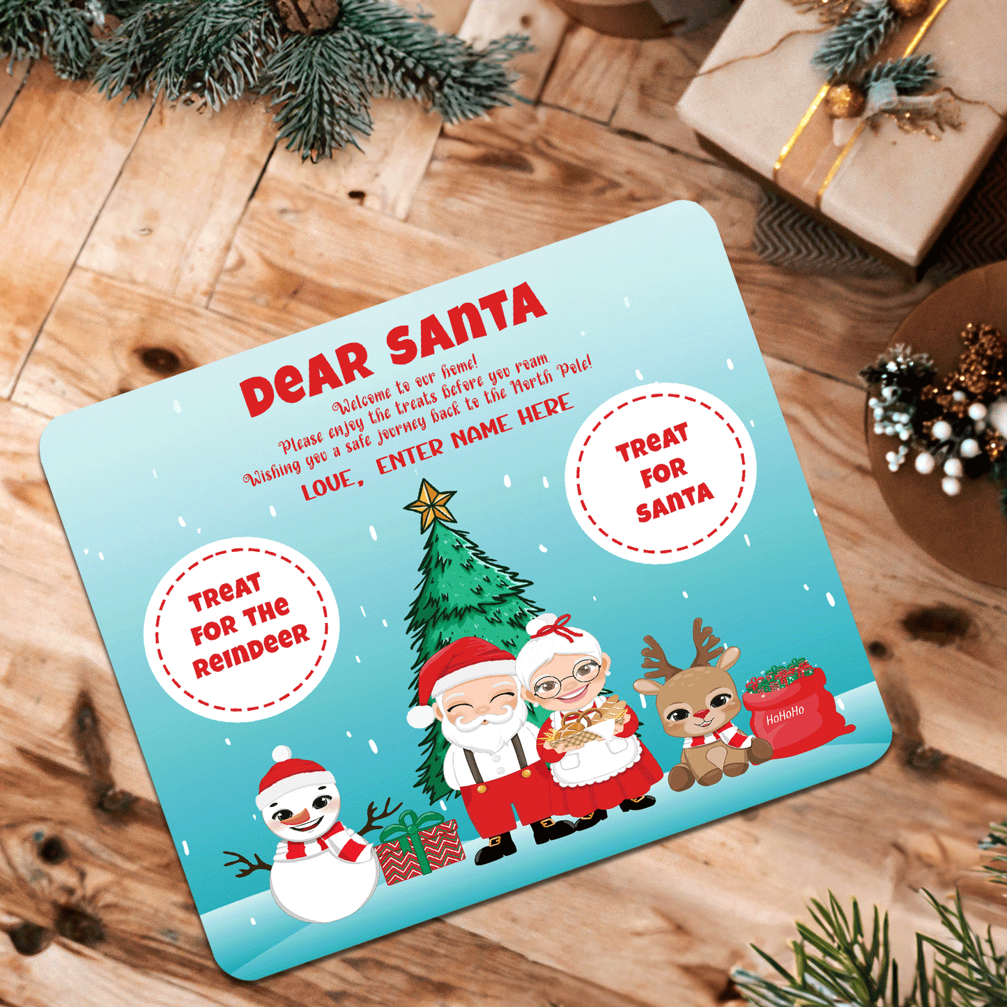 Personalized Christmas Eve Treat Mat – Add Your Own Name - Custom Holiday Decor