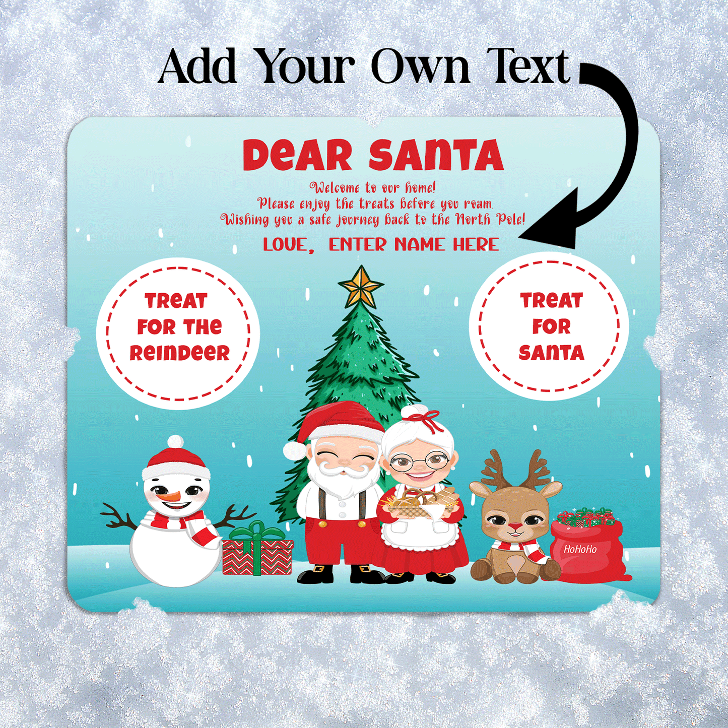 Personalized Christmas Eve Treat Mat – Add Your Own Name - Custom Holiday Decor