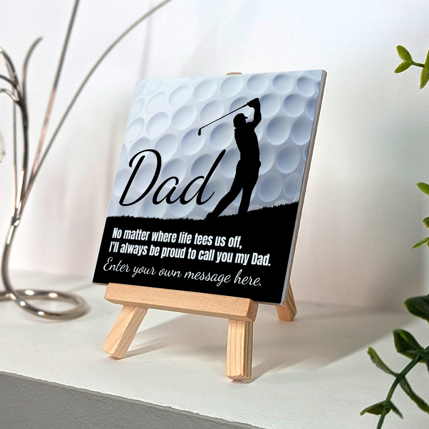 Gifts For Dad – Golf Lover Verse Personalised Tile with Easel