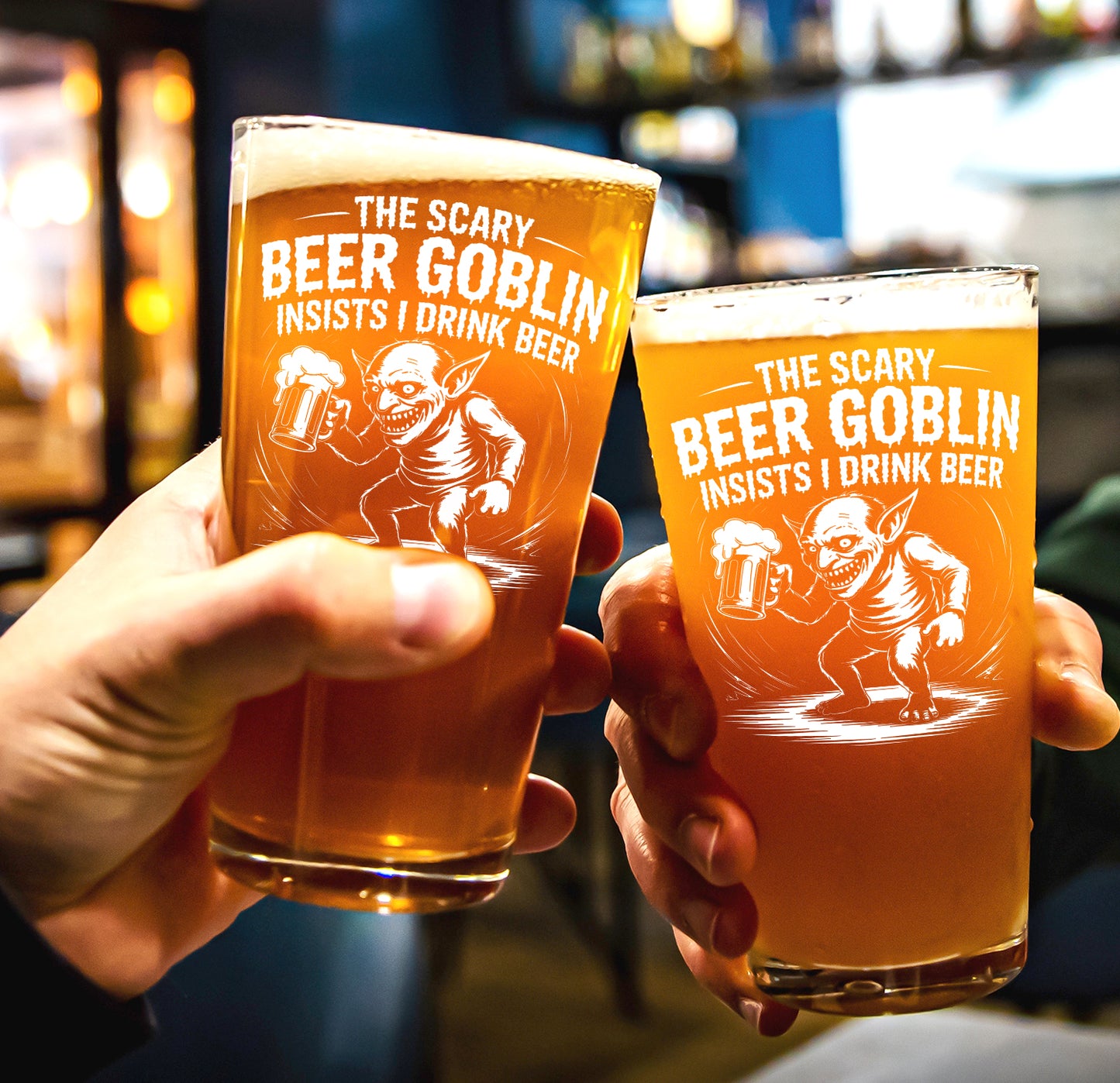Funny Beer Glass – The Scary Beer Goblin Pint Glass Gift