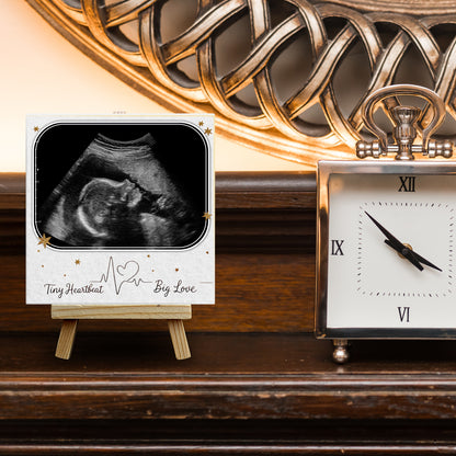 Baby Scan Gift – Tiny Heartbeat Big Love Personalized Tile with Easel