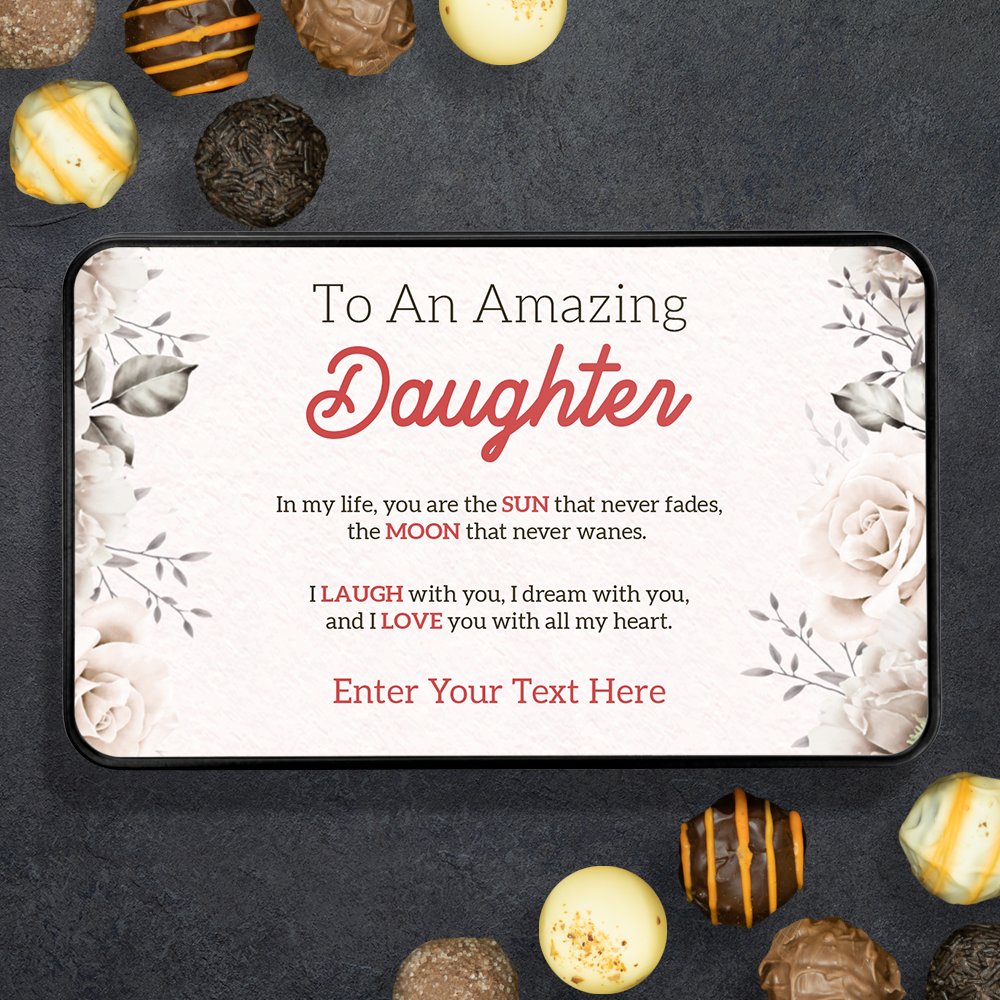 Birthday Gift For Daughter - Personalized Keepsake Tin of 12 Handmade Chocolates