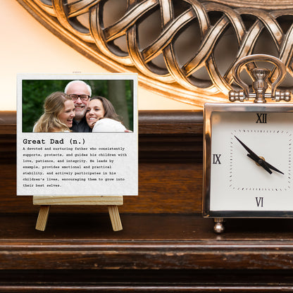Gifts For Dad - Dictionary Definition Great Dad - Tile On Easel