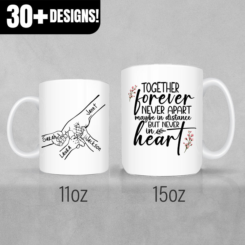 Family Hands Personalized Mug Gift - Up To 5 Kids - 2 Tone & White Mugs