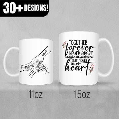 Family Hands Personalized Mug Gift - Up To 5 Kids - 2 Tone & White Mugs