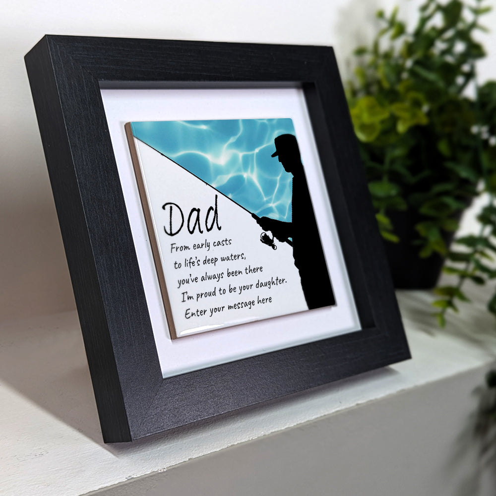 Gifts For Dad – Fishing Verse from Daughter Personalised Framed Ceramic Tile