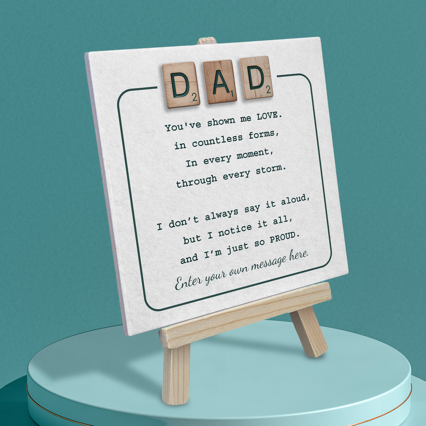 Gifts For Dad – Scrabble Style Love Verse Personalized Tile with Easel
