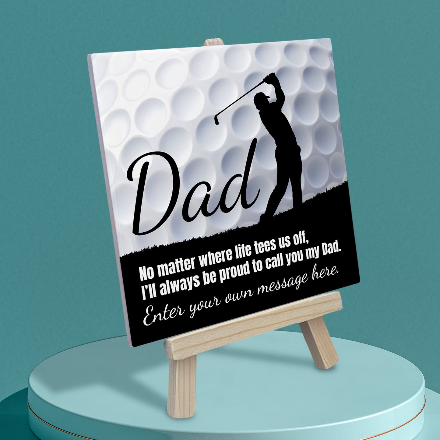 Gifts For Dad – Golf Lover Verse Personalised Tile with Easel