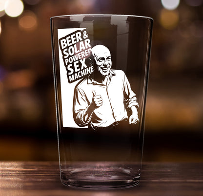 Funny Beer Glass – Beer & Solar Powered Sex Machine Pint Glass Gift