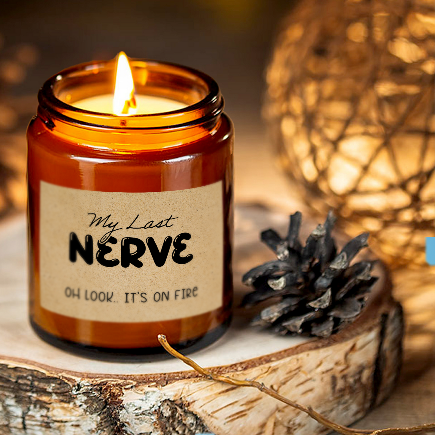 Gifts For Partner - My Last Nerve - Candle Jar With Lid