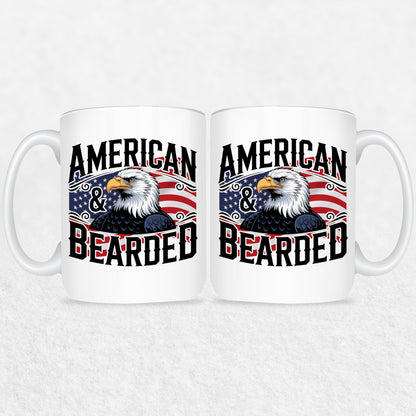 Gifts For Men - Bearded & American - Mugs 2 Tone & White