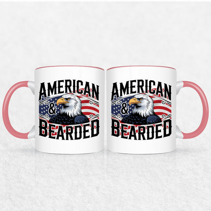 Gifts For Men - Bearded & American - Mugs 2 Tone & White