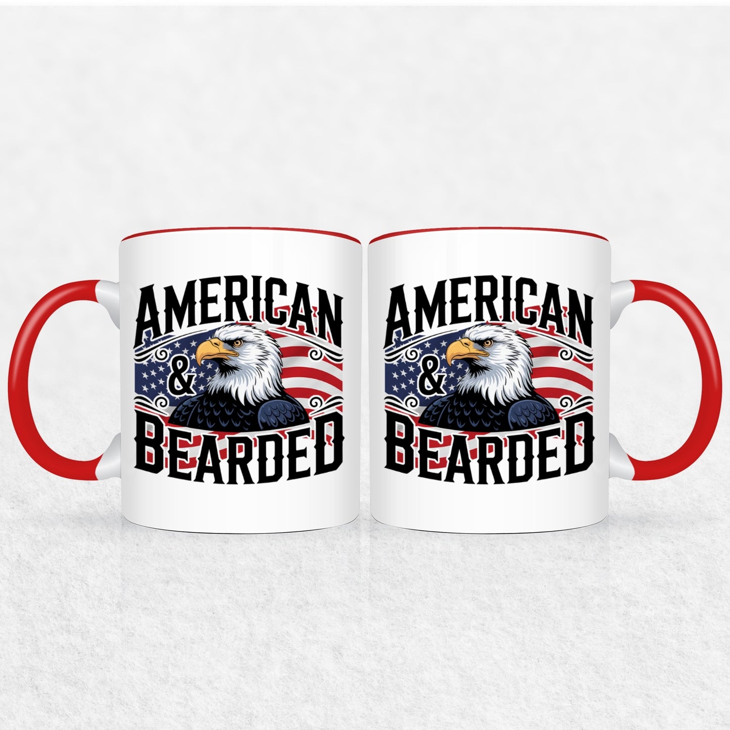 Gifts For Men - Bearded & American - Mugs 2 Tone & White