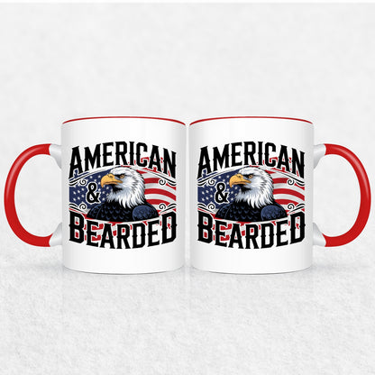 Gifts For Men - Bearded & American - Mugs 2 Tone & White