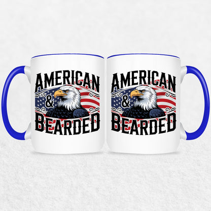Gifts For Men - Bearded & American - Mugs 2 Tone & White