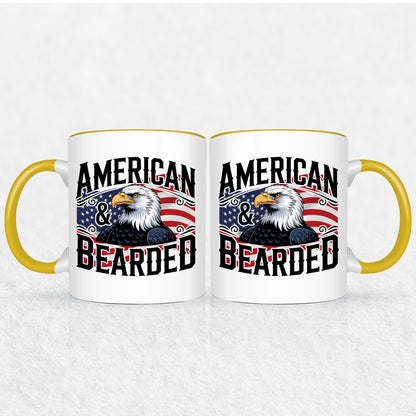 Gifts For Men - Bearded & American - Mugs 2 Tone & White