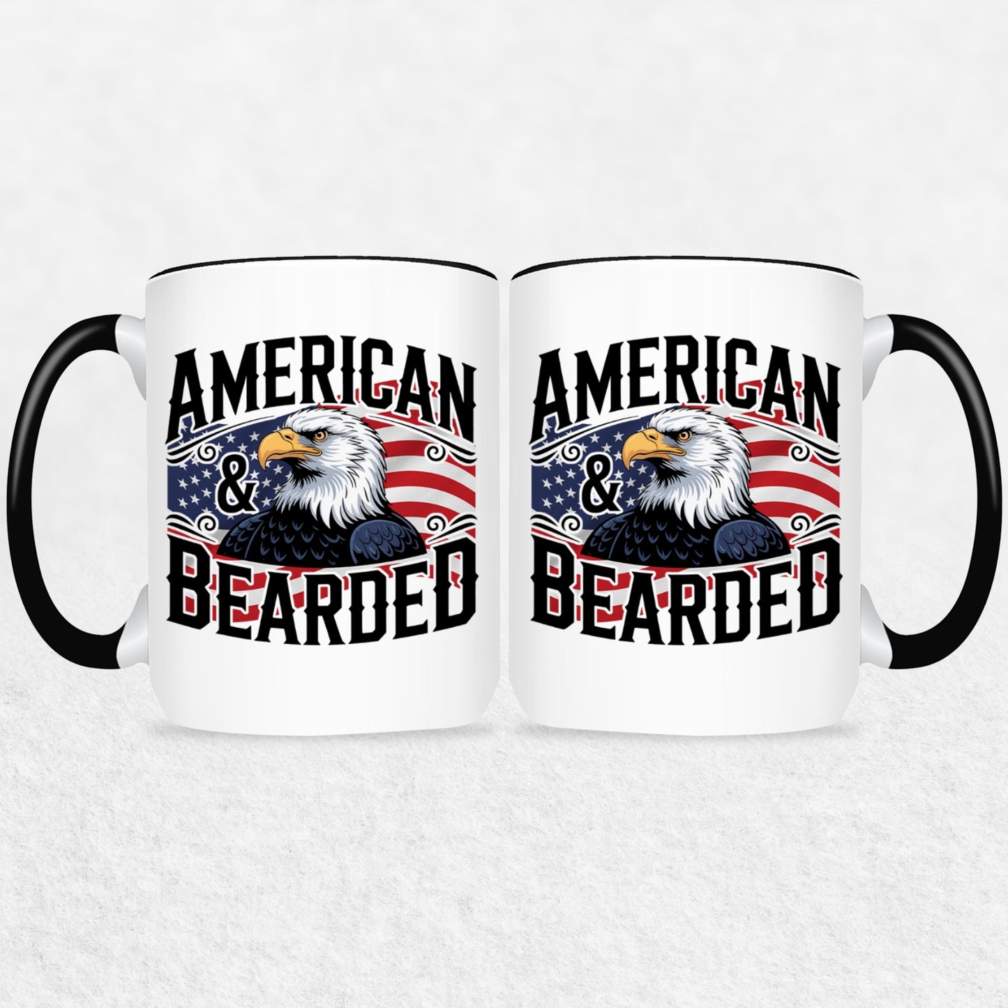 Gifts For Men - Bearded & American - Mugs 2 Tone & White