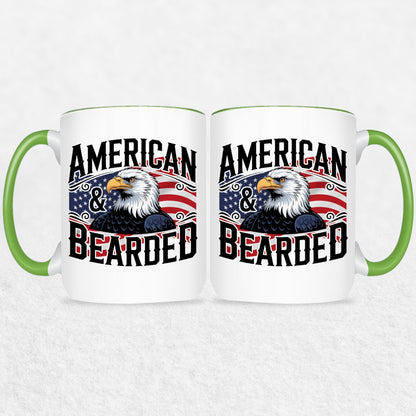 Gifts For Men - Bearded & American - Mugs 2 Tone & White