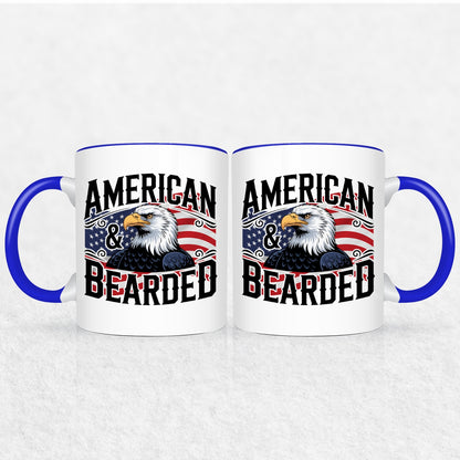 Gifts For Men - Bearded & American - Mugs 2 Tone & White