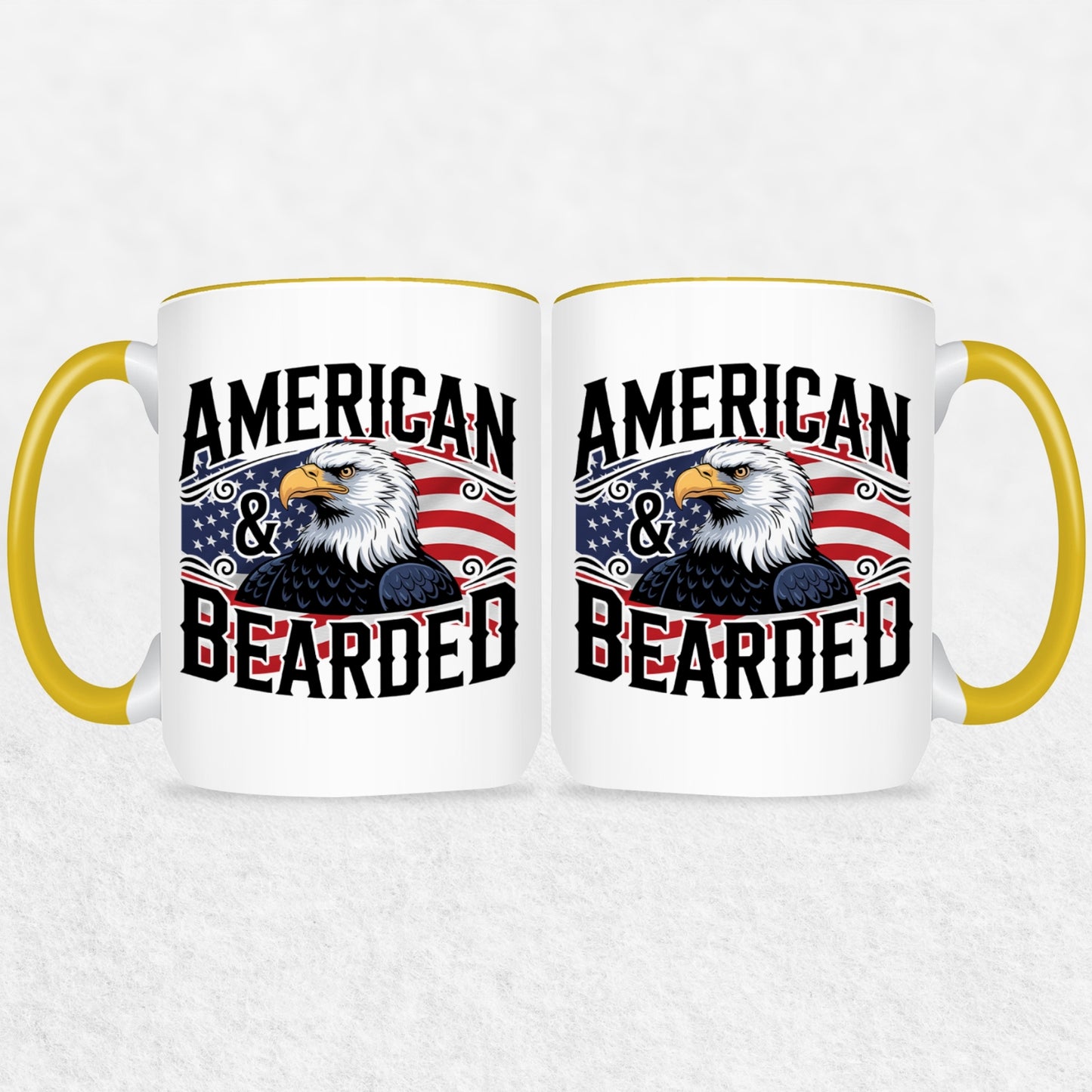 Gifts For Men - Bearded & American - Mugs 2 Tone & White