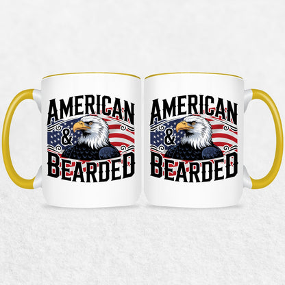 Gifts For Men - Bearded & American - Mugs 2 Tone & White