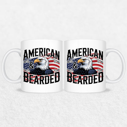 Gifts For Men - Bearded & American - Mugs 2 Tone & White