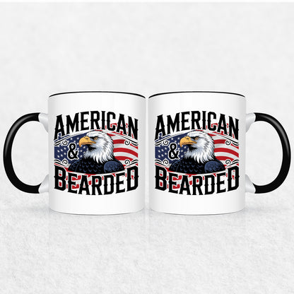 Gifts For Men - Bearded & American - Mugs 2 Tone & White