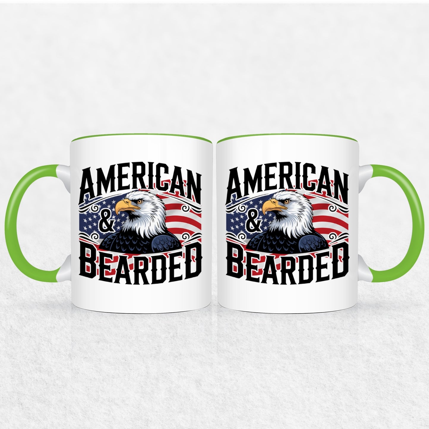 Gifts For Men - Bearded & American - Mugs 2 Tone & White
