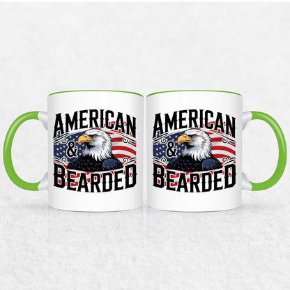 Gifts For Men - Bearded & American - Mugs 2 Tone & White
