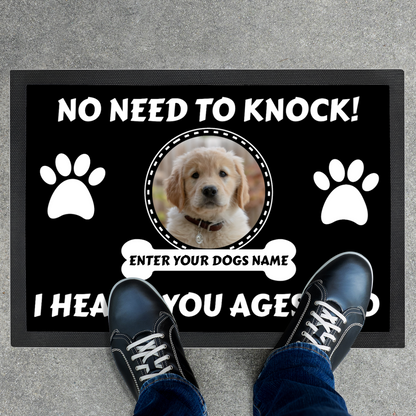 Personalized Doormat - No Need To Knock With Photo Upload & Dogs Name