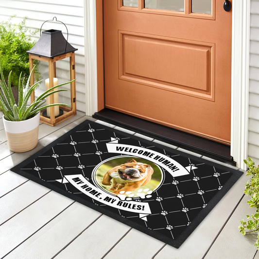 Personalized Doormat - My Home My Rules With Photo Upload