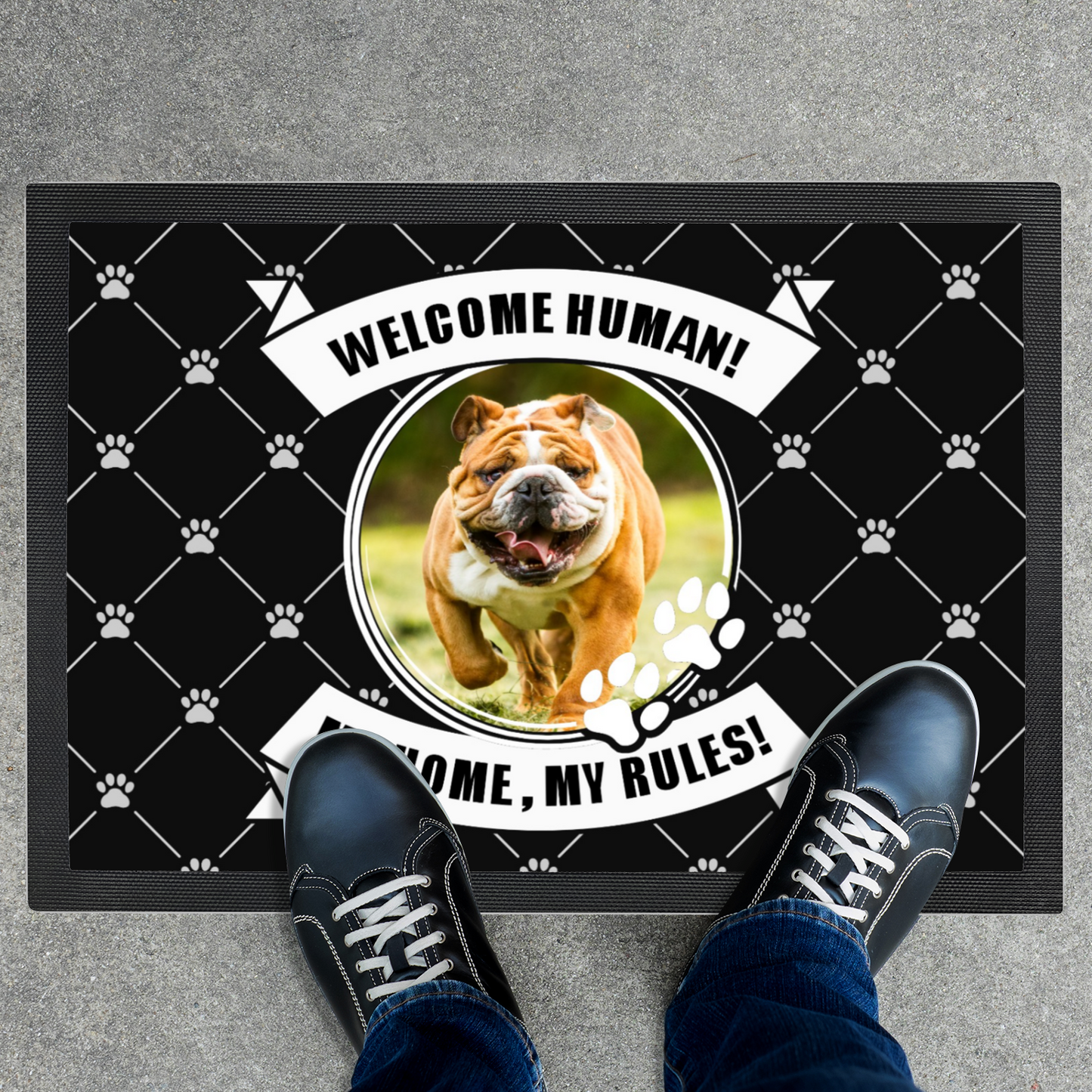 Personalized Doormat - My Home My Rules With Photo Upload