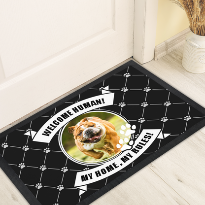 Personalized Doormat - My Home My Rules With Photo Upload