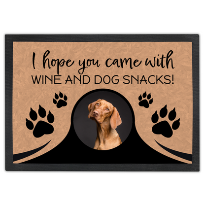 I Hope You Came With Wine & Snacks Personalized Doormat With Photo Upload