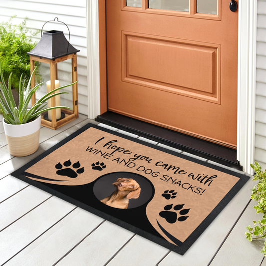 I Hope You Came With Wine & Snacks Personalized Doormat With Photo Upload